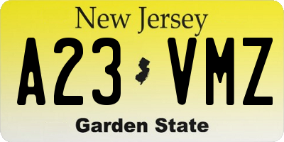 NJ license plate A23VMZ