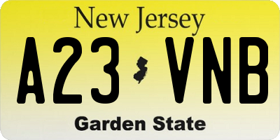 NJ license plate A23VNB