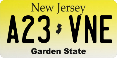 NJ license plate A23VNE