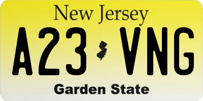 NJ license plate A23VNG