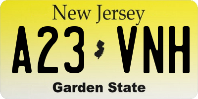 NJ license plate A23VNH
