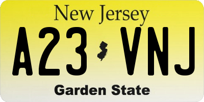 NJ license plate A23VNJ