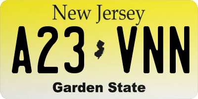 NJ license plate A23VNN