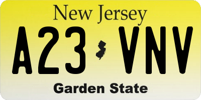 NJ license plate A23VNV