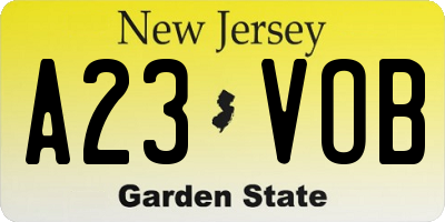 NJ license plate A23VOB