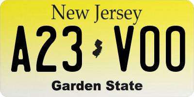 NJ license plate A23VOO