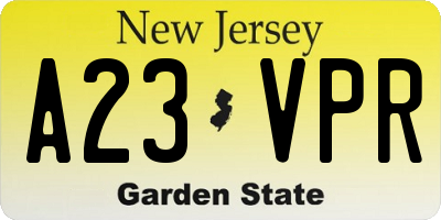 NJ license plate A23VPR