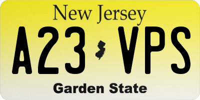 NJ license plate A23VPS