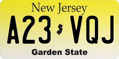 NJ license plate A23VQJ