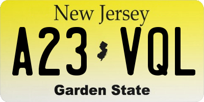 NJ license plate A23VQL