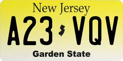 NJ license plate A23VQV
