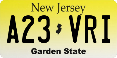 NJ license plate A23VRI