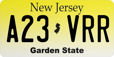 NJ license plate A23VRR