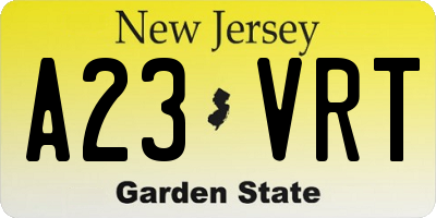NJ license plate A23VRT