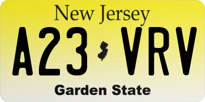 NJ license plate A23VRV