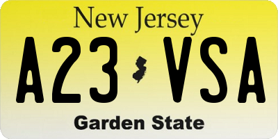 NJ license plate A23VSA