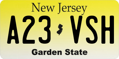 NJ license plate A23VSH