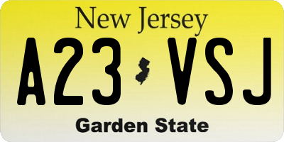 NJ license plate A23VSJ