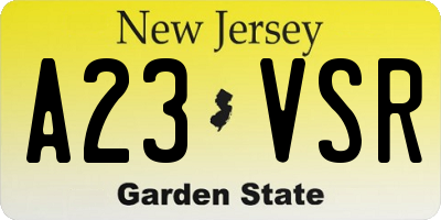NJ license plate A23VSR