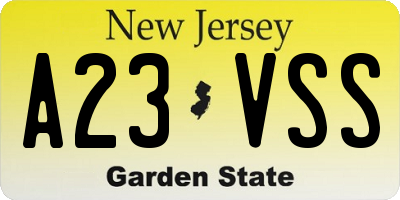 NJ license plate A23VSS