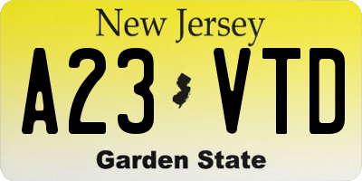 NJ license plate A23VTD