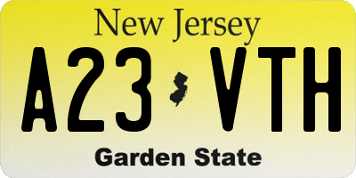 NJ license plate A23VTH