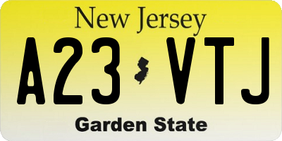 NJ license plate A23VTJ