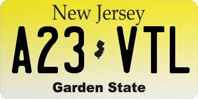NJ license plate A23VTL