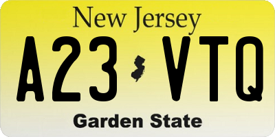 NJ license plate A23VTQ