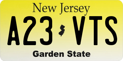 NJ license plate A23VTS