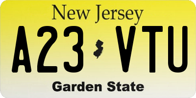 NJ license plate A23VTU