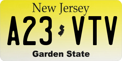 NJ license plate A23VTV