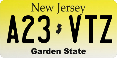 NJ license plate A23VTZ
