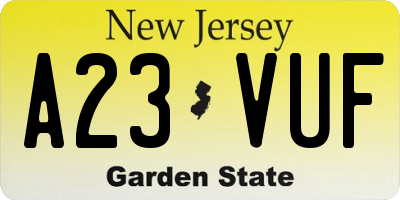 NJ license plate A23VUF