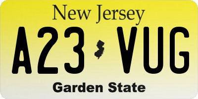 NJ license plate A23VUG