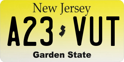 NJ license plate A23VUT