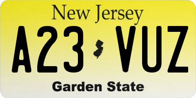 NJ license plate A23VUZ