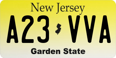 NJ license plate A23VVA
