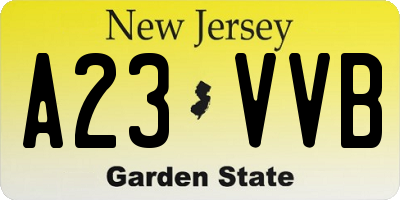 NJ license plate A23VVB