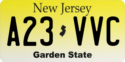 NJ license plate A23VVC