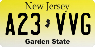NJ license plate A23VVG