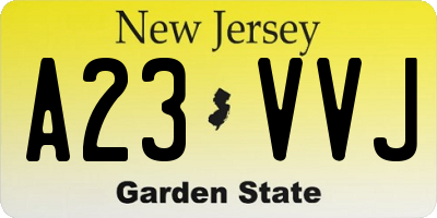 NJ license plate A23VVJ