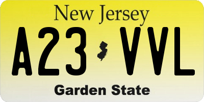 NJ license plate A23VVL