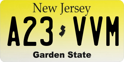 NJ license plate A23VVM