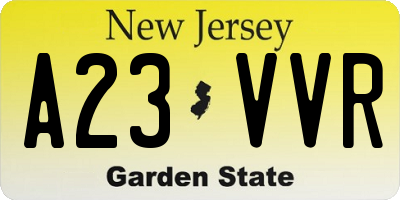 NJ license plate A23VVR