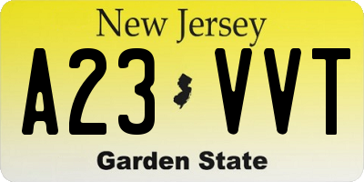 NJ license plate A23VVT