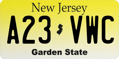 NJ license plate A23VWC