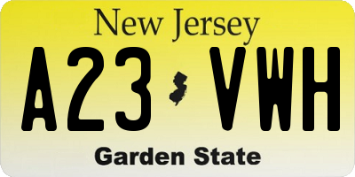 NJ license plate A23VWH