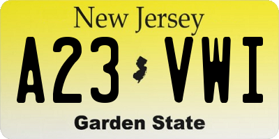 NJ license plate A23VWI
