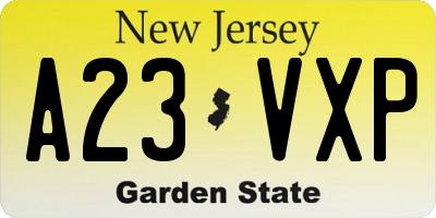 NJ license plate A23VXP